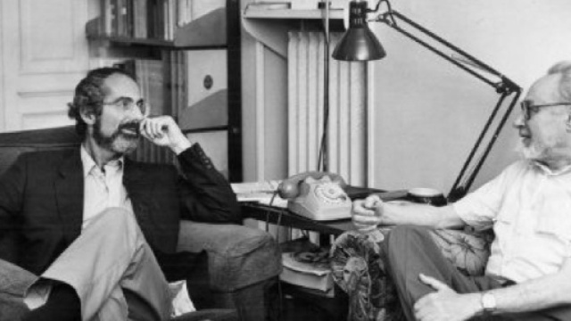 Ancora Roth e Levi durante la celebre intervista del 1987. Immagine tratta da repubblica.it