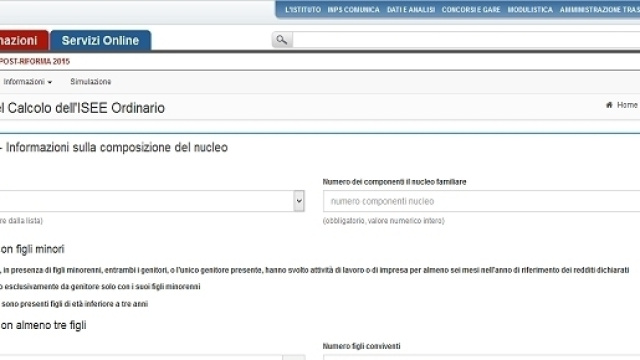 La simulazione del calcolo dell'Isee ordinario sul sito dell'Inps
