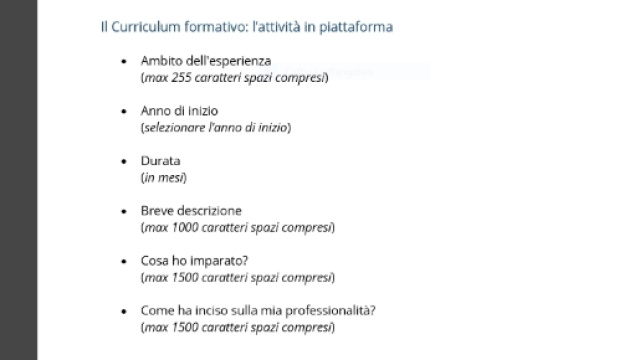 Come compilare il Curriculum Formativo