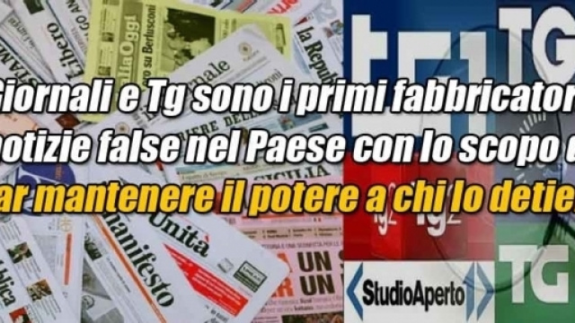 Il fotomontaggio del post di Grillo contro i Media in cui appare il logo del Tg La7 di Mentana