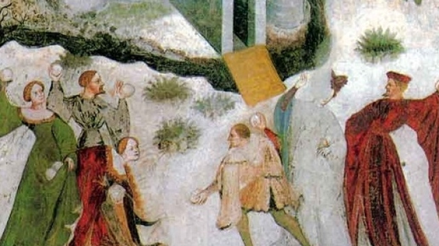 Un particolare dall'affresco "Gennaio", dal Ciclo dei Mesi (Trento, Castello del Buonconsiglio).