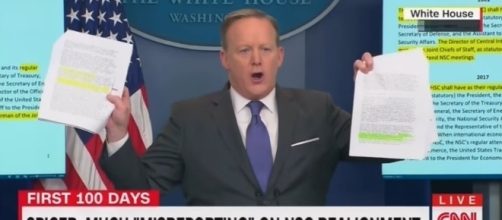Sean Spicer during press conference, via YouTube
