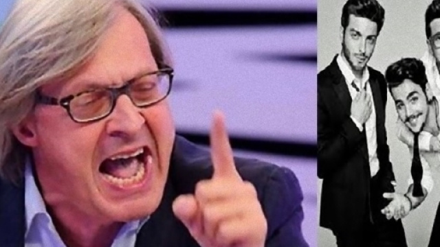 Vittorio Sgarbi 'sbrocca' con Il Volo.