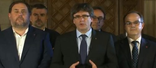 Carles Puigdemont y su equipo, este domingo