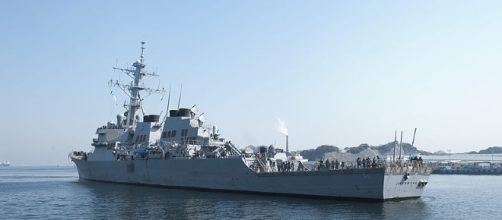 The USS McCain before its accident off the coast of Singapore. [Image via US Navy / Wikimedia]