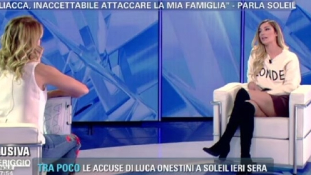 Soleil Sorge lascia Luca Onestini a Pomeriggio Cinque