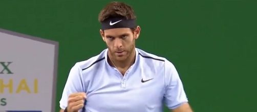 Del Potro celebrating his win over Alexander Zverev in Shanghai/ Photo: screenshot via Tennis TV channel on YouTube