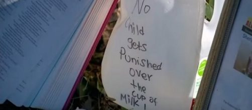 Makeshift tribute by tree where Sherin Mathews was last seen in Richardson, TX. (Image Credit: WFAA/YouTube)