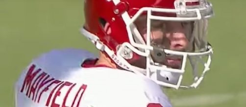 Quarterback Baker Mayfield led Oklahoma to a 29-24 win over Texas in Saturday's rivalry game. [Image via Big 12 Digital Network/YouTube]