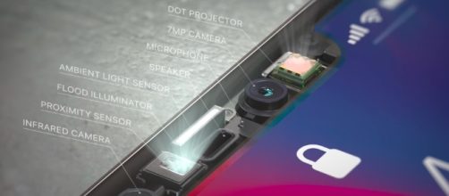 The facial recognition technology was just announced for the company's 10th anniversary iPhone X. [Image via Apple/YouTube screencap]