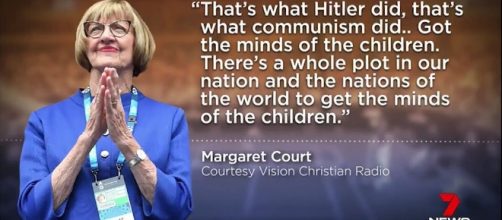 Former tennis champ Margaret Court sees a homosexual conspiracy at work in Australia. (Image credit: 7 News Australia/YouTube)