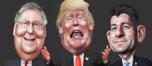 Trump, McConnell, and Ryan; (Image Credit: DonkeyHotey/Flickr)