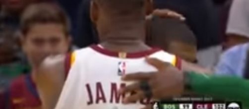 The former Cavaliers teammates embrace each other after the game -- Sports And News via YouTube