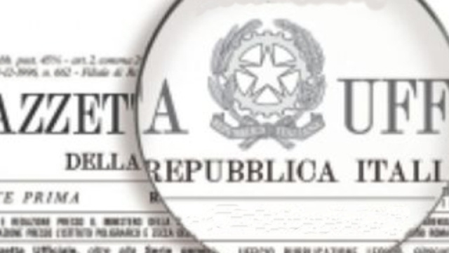 La prima pagina della Gazzetta Ufficiale