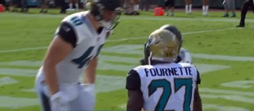 Leonard Fournette after a TD against the LA Rams. [Image Credit: NFL/YouTube]