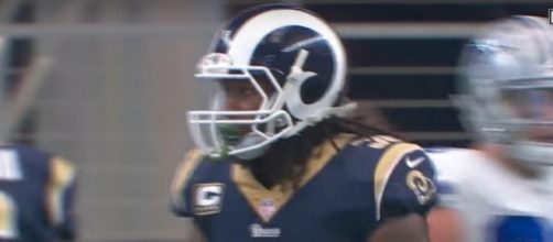 The Rams' Todd Gurley finished with 215 yards of offense for his team in a win against the Cowboys on Sunday. [Image via NFL/YouTube]