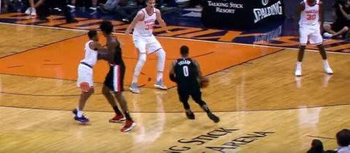 Damian Lillard leads Blazers past Suns on October 20. -- YouTube screen capture / Portland Trail Blazers