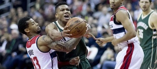 Giannis Antetokounmpo of the Milwaukee Bucks. [Image Credit: Keith Allison/Flickr]