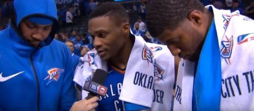 The newly formed big three of the Oklahoma City Thunder. [Image Credit: OKC Thunder Fans - Blue & White Army/YouTube]