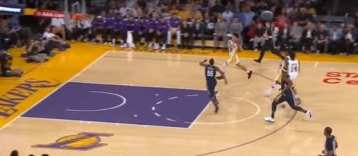 Lonzo Ball enters L.A. Lakers' history. [Image Credit: NBA conference/Youtube]