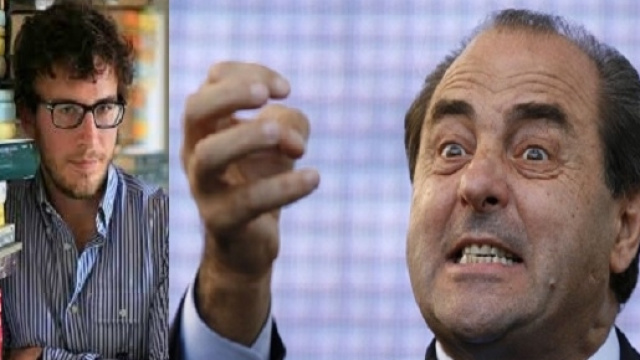 A sx Diego Fusaro, a dx l'ex ministro Antonio Di Pietro