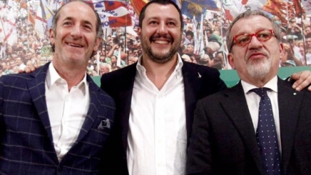 Matteo Salvini tra Zaia e Maroni