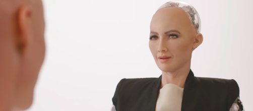 Many people argue that the robot now has more rights than most of the country's citizens. [Image via Hanson Robotics/YouTube screencap]