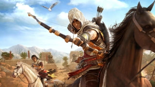 Un&rsquo;immagine di Assassin&rsquo;s Creed: Origins con Bayer e Aya