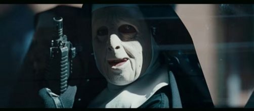 A man in a costume from the film "The Town" sparked terror at a mall Halloween event [Image credit: Movieclips/YouTube]