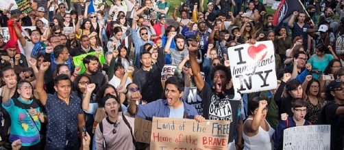Protest against DACA recision, Columbus Circle in NYC, Sept. 5th. [Image by Rhododenrites / Wikimedia Commons]