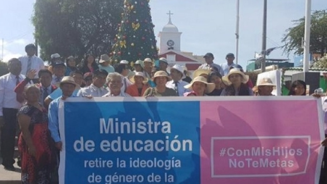 Manifestanti peruviani no-gender