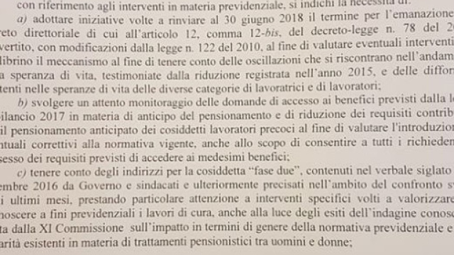 Al punto b i suggerimenti della Commissione al governo sulla pensione dei lavoratori precoci