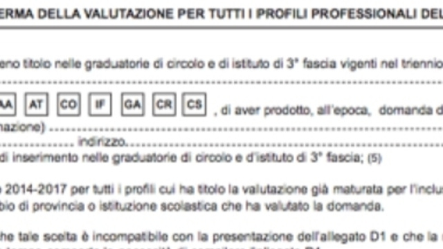 Modello D2 graduatorie ATA 2017/2020