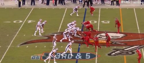 Tom Brady was in action against the Tampa Bay Buccaneers on October 5. -- Youtube screen capture / CBS Sports