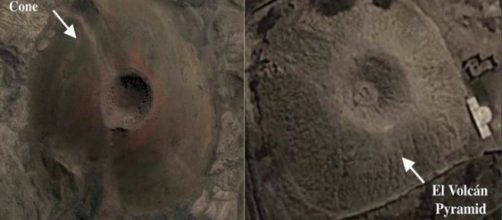 Vista a&eacute;rea de la pir&aacute;mide con forma de volc&aacute;n