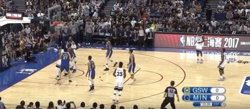 Golden State Warriors vs Minnesota Timberwolves on Oct 8, 2017 NBA Preseason; (Image Credit: Ximo Pierto/YouTube)