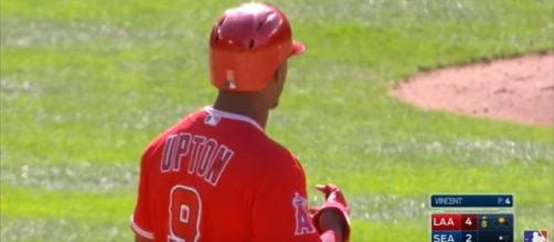 Upton hits a double for the Angles in 2016 - image - MLB/Youtube