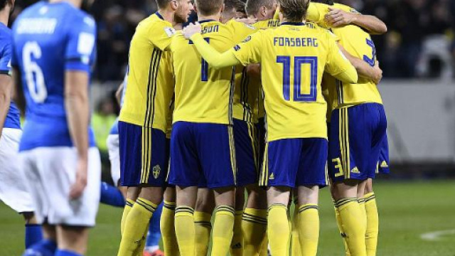 Svezia - Italia (1-0), esultanza svedese al gol. (CalcioMercato.com)