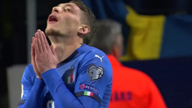 Belotti dopo aver sfiorato il gol in Svezia-Italia