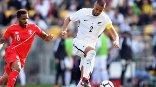 Una fase del match d'andata tra Nuova Zelanda e Per&ugrave;, valido per i play off Mondiali Interzona