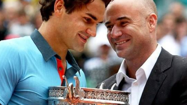Roger Federer e Andr&egrave; Agassi, Roland Garros 2009.