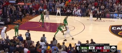 LeBron James and the Cavs beat Kyrie Irving and his Celtics already this year. -- [TNT / YouTube screencap]