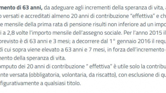Pensione anticipata a 63 anni nel 2018