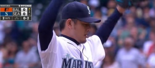 Hisashi Iwakuma during his no-hitter for the Seattle Mariners. - [Evgeniy Fedorov / YouTube screencap]