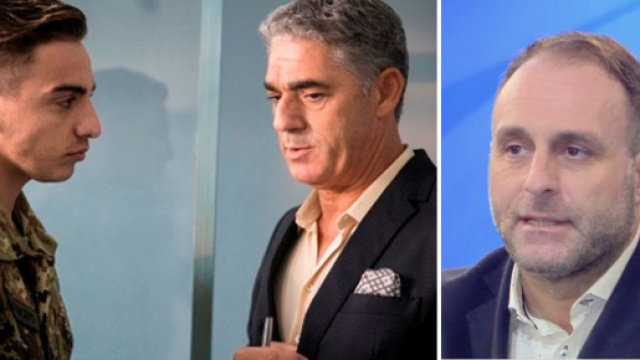 Scena del Film Gramigna, con Gianluca Di Gennaro e Biagio Izzo. A destra Luigi Di Cicco