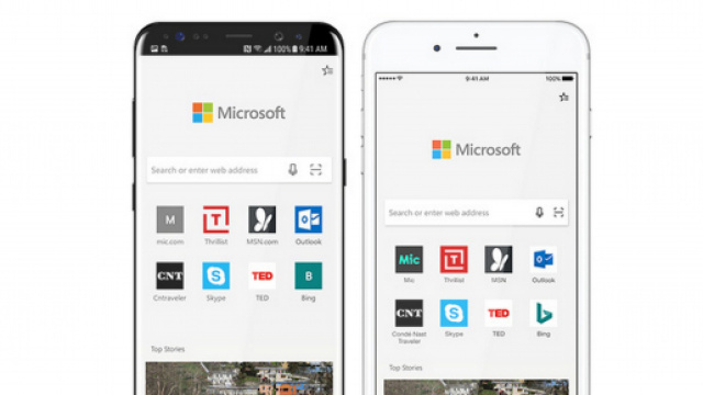 Schermata che rappresenta Microosft Edge su iOS e su Android.