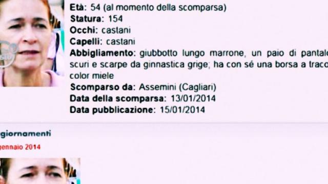 Giovanna Piras era scomparsa da Assemini il 13 gennaio 2014.