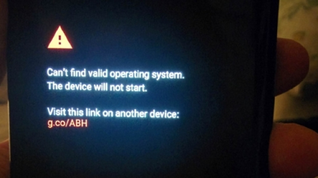 La schermata presente nei Pixel 2 XL senza sistema operativo