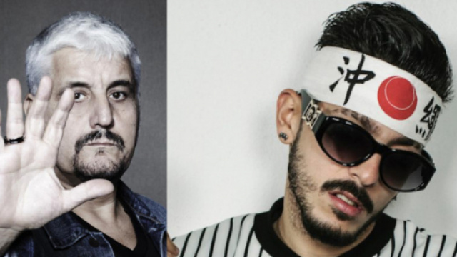 Pino Daniele a sinistra, Enzo Dong a destra.