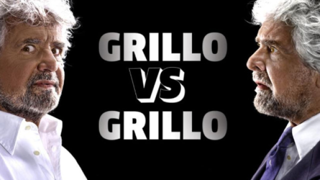 Grillo in un autoironico spettacolo teatrale, sulle contraddizioni.